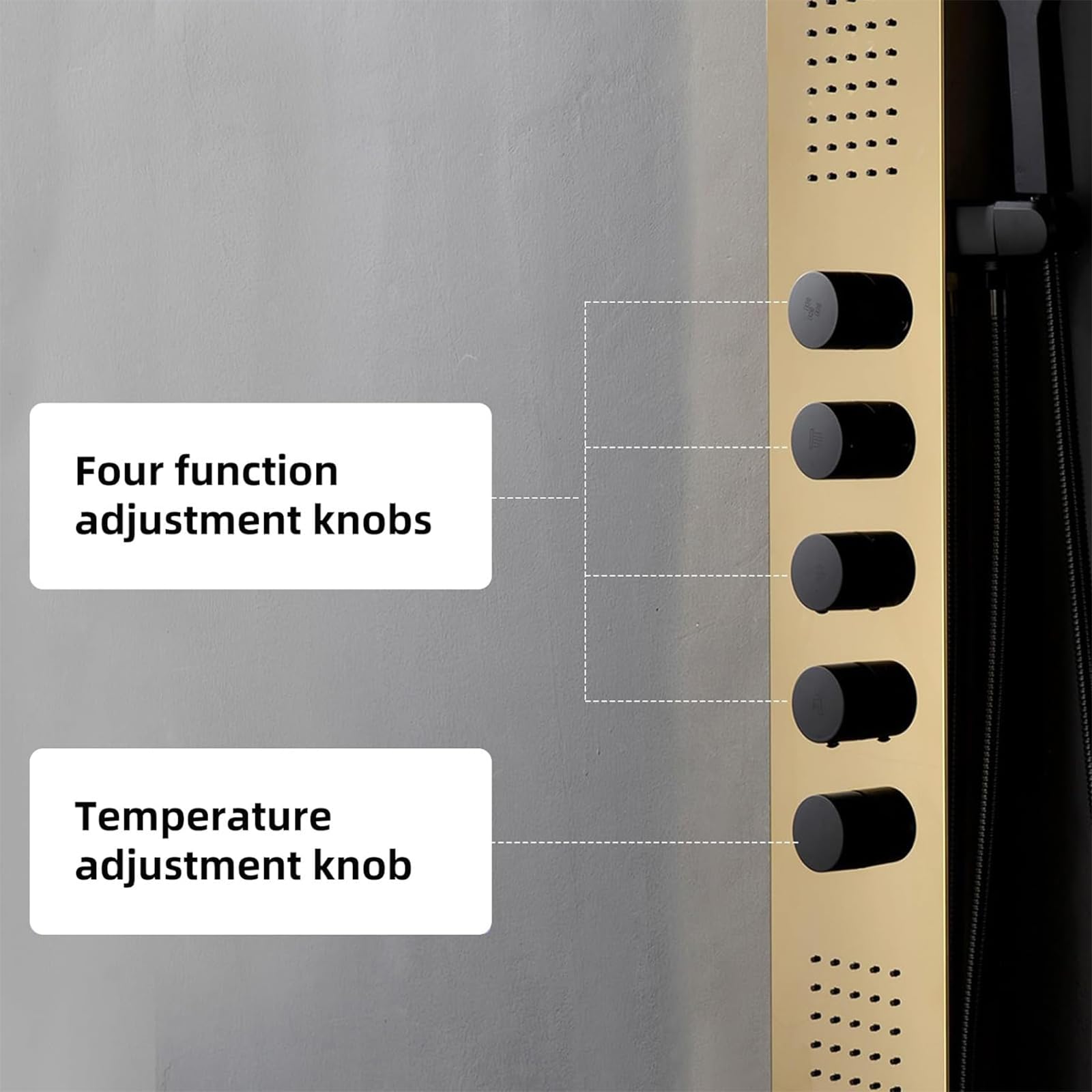 Polished Gold Multifunction Shower Panel System with Rainfall Showerhead & Handheld Shower - Stainless Steel Wall Mounted Bath Panel for Luxurious Spa Experience at Home