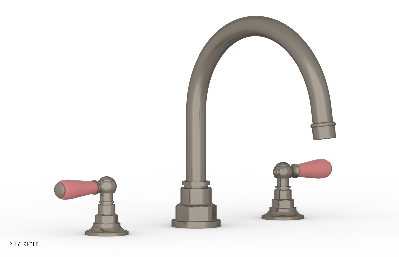 Jamestown Deck Tub Set with Lever Handles & Pink Accents - 165