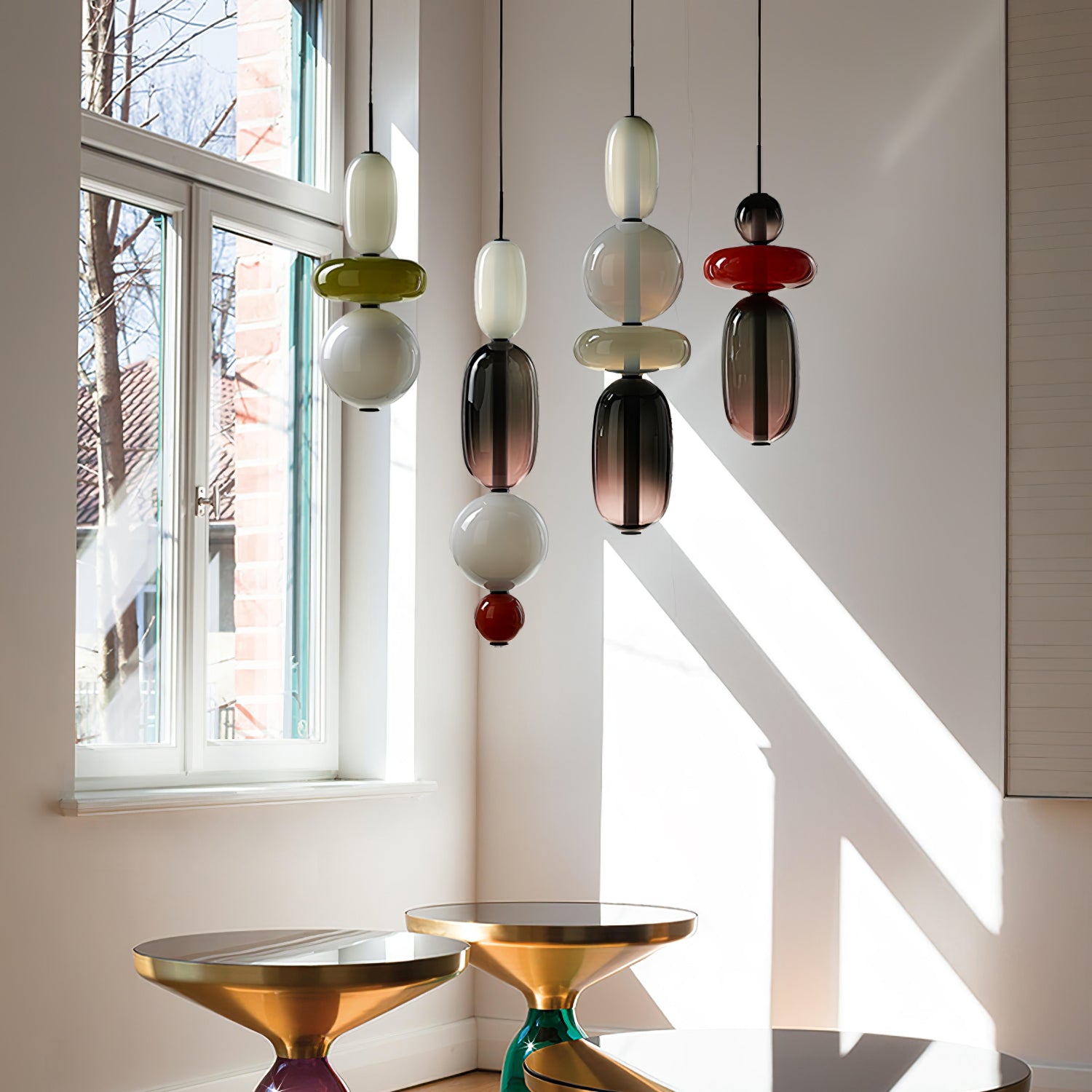 Stylish Candied Glass Pendant Light Set - Modern Hanging Fixture for Dining Room, Kitchen Island & Bedroom Decor
