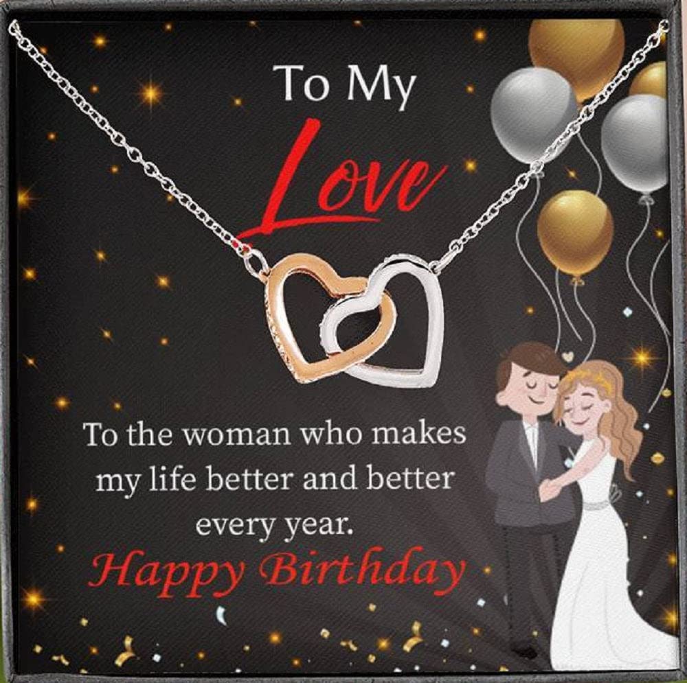 Romantic Wife Love Card - 'You Make Me a Better Wife' Gift with 18k Rose Gold Pendant - Inseparable Love Keepsake in Mahogany Luxury Box - Perfect for Anniversary, Birthday & Valentine's Day Gifts