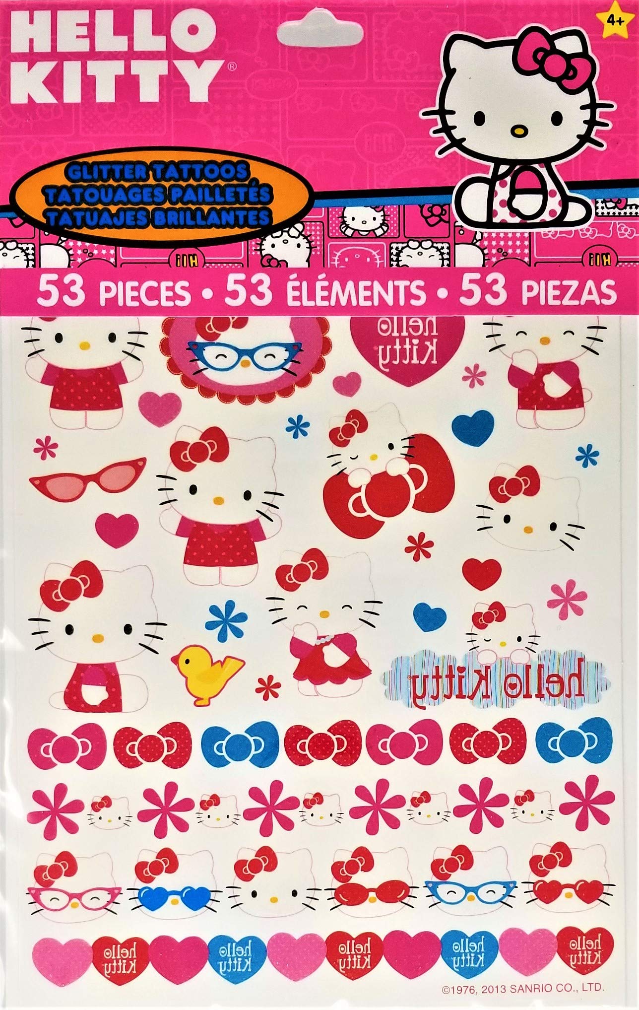 Hello Kitty Glitter Temporary Tattoos for Kids - Cute & Sparkly Body Art Stickers for Parties, Halloween & Dress Up Fun