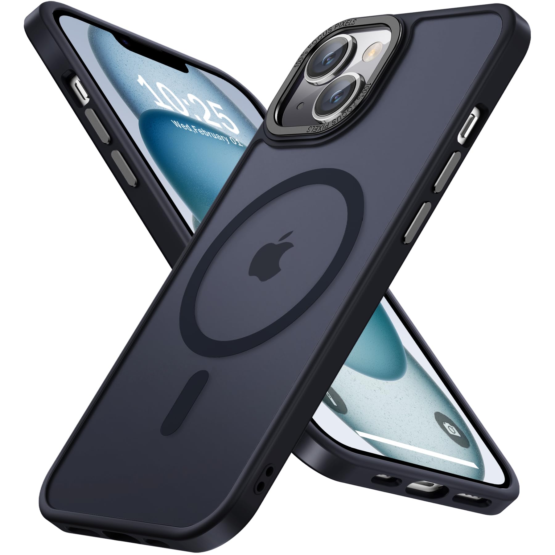 DMDMBATH Magnetic iPhone 15 Case with MagSafe Compatibility - Military Grade Drop Protection, Slim Matte Translucent Protective Cover for iPhone 15 (Black) - Perfect for Everyday Use, Travel & Outdoor Activities