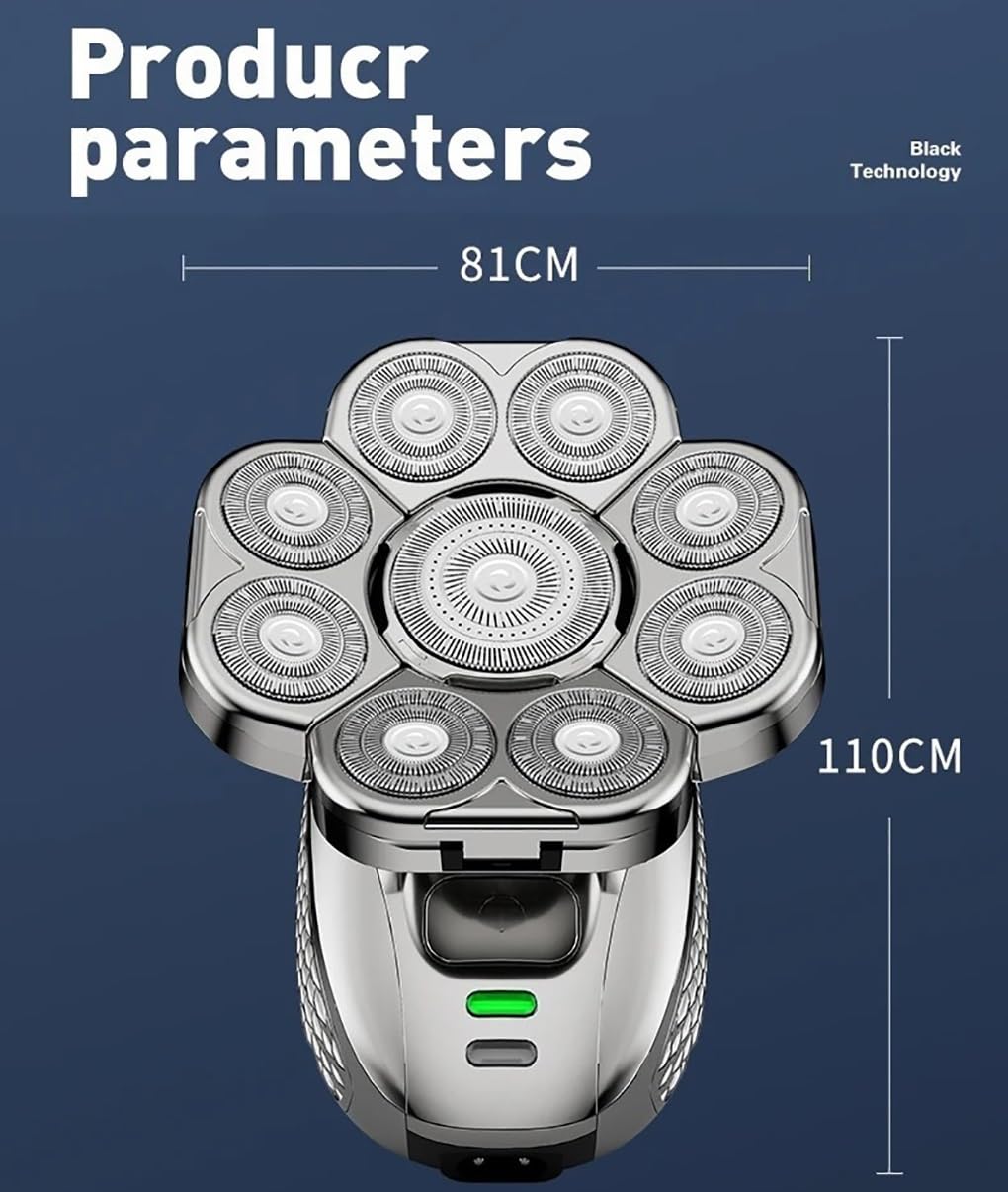 6-in-1 4D Electric Head Shaver for Bald Men - Upgraded 9 Floating Heads, Rechargeable & Waterproof Wet/Dry Shaver - Perfect for Home, Travel and Gym Use