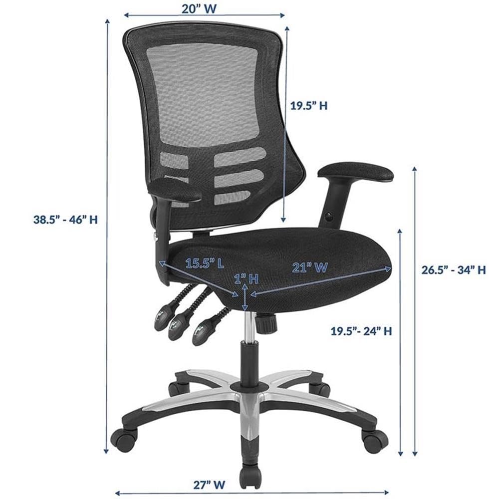 UrbanPro Modern Mesh Adjustable Swivel Office Chair - Ergonomic Black Desk Chair with Lumbar Support & Tilt Function for Home Office, Gaming & Workspace Comfort