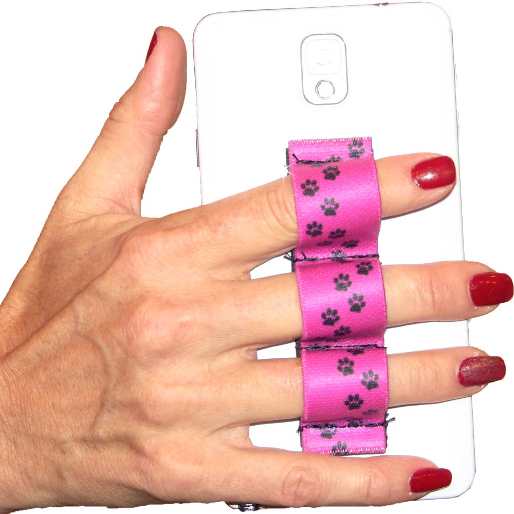 3-Loop Phone Grip Holder - Universal Fit for Most Smartphones - Cute Paws Pink Design - Perfect for Selfies, Gaming & Secure One-Handed Use