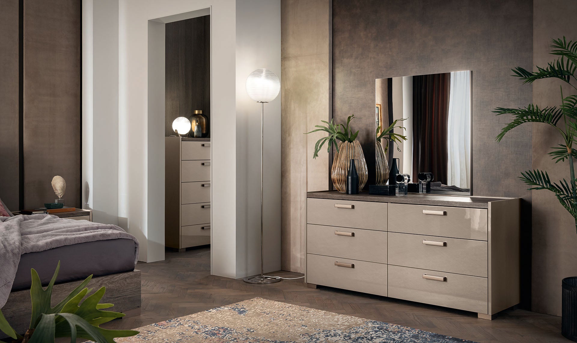 ALF BELPASSO Modern Bedroom Furniture Set - Queen Size Bed Frame, Nightstand & Dresser - Stylish Home Decor for Master Bedroom or Guest Room