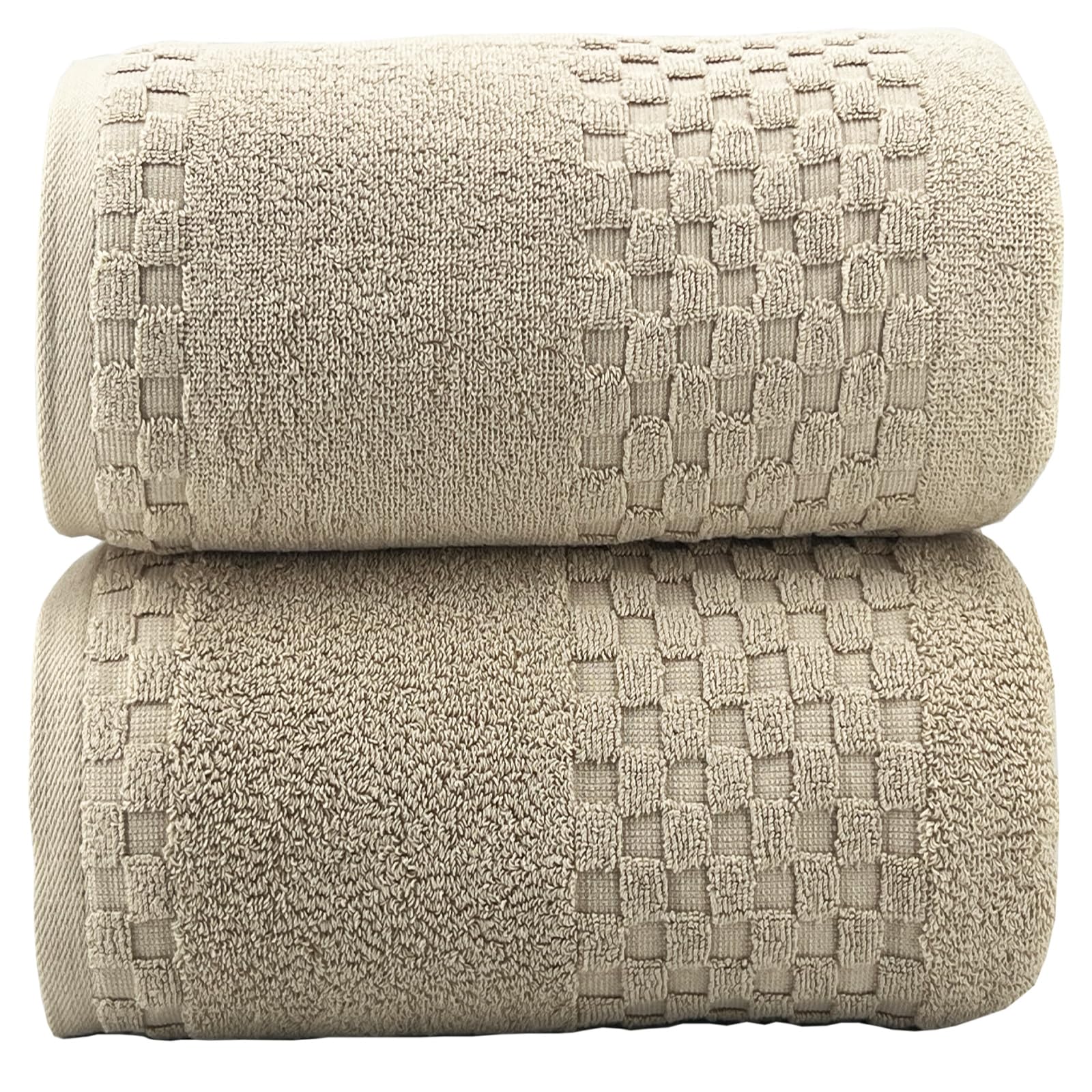 **YTYC 35x70 Inches 100% Cotton Bath Sheets - Extra Large, Super Absorbent & Soft Luxury Bath Towels for Adults (600GSM, Beige, 2-Piece) - Perfect for Spa, Beach, and Home Bathroom Use**