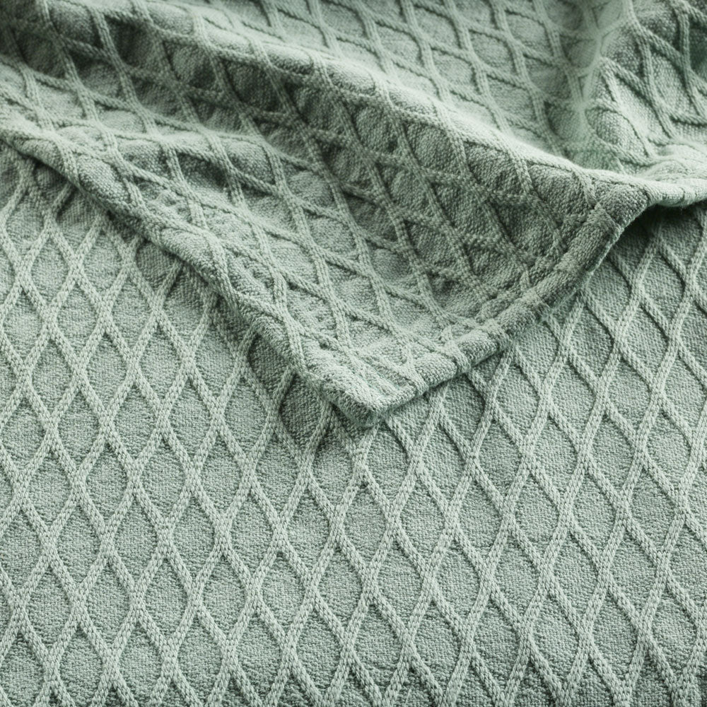 Premium 100% Cotton Gosford Sage Blanket - Super King Size | Ultra Soft & Breathable Bedding for All Seasons | Perfect for Cozy Nights, Guest Rooms & Luxury Hotels