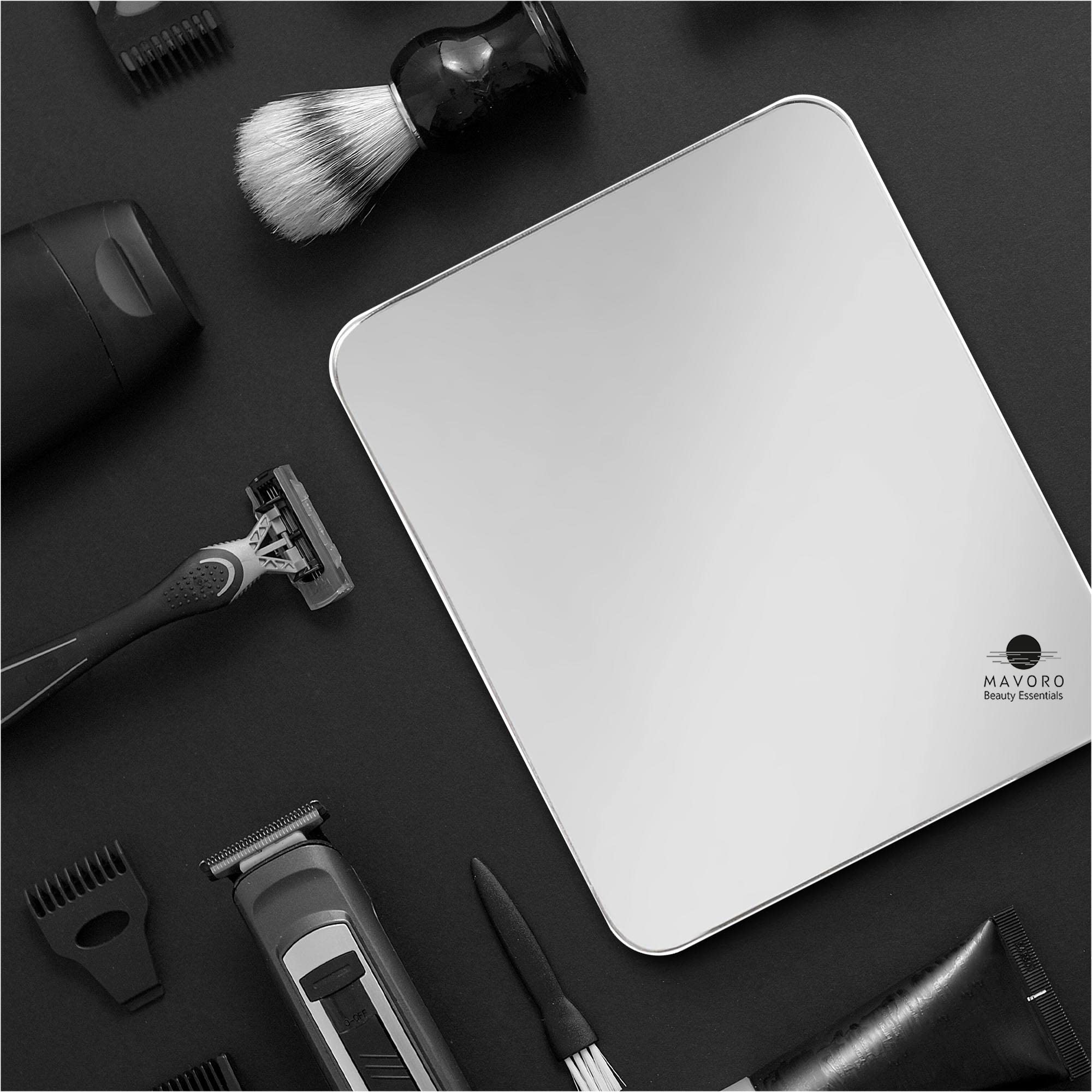 Premium Mavoro Shower Shaving Mirror - 7x9 Inch Unbreakable Acrylic Mirror with 3M Adhesive - Fog Resistant, Frameless Design, Peel & Stick Installation - Safe Glassless Mirror for Kids - Perfect for Bathroom, Gym Locker & Travel Use
