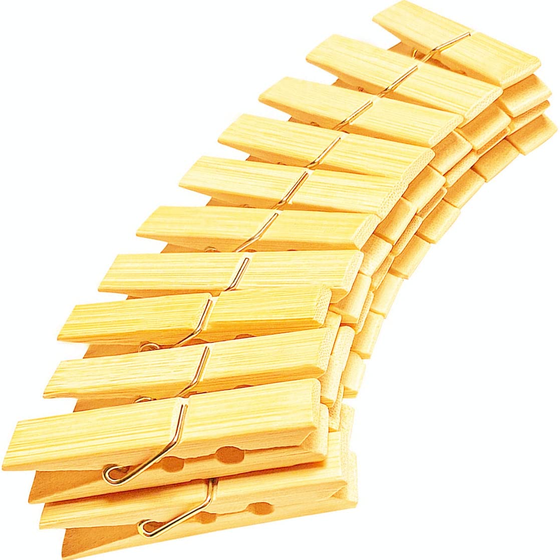 Bamboo Wooden Clothespins - 20Pcs Mini Clips for Food Bags, Chips, Clothes & Crafts | Strong Grip Chip Clips for Kitchen, Laundry & DIY Projects