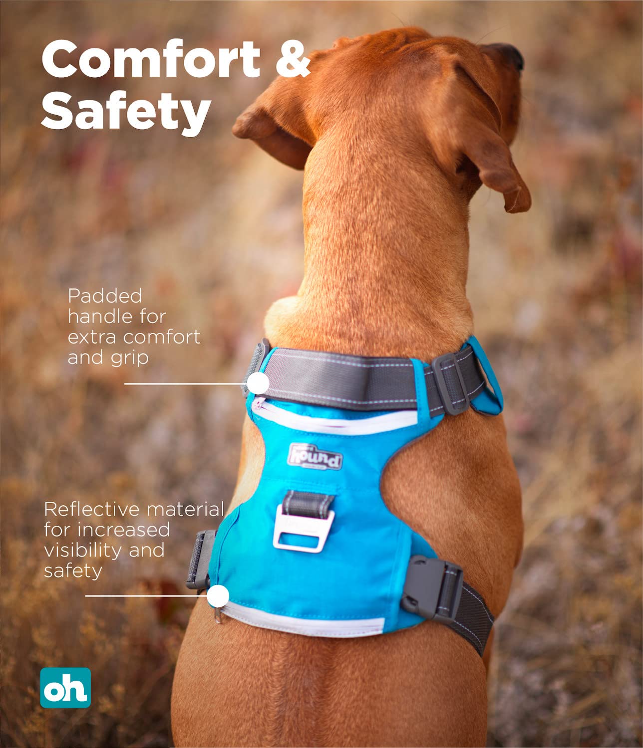 Outward Hound Boulder Adventure Adjustable Dog Harness with Pockets - Turquoise Medium | Durable Pet Walking Gear for Hiking, Running & Outdoor Activities