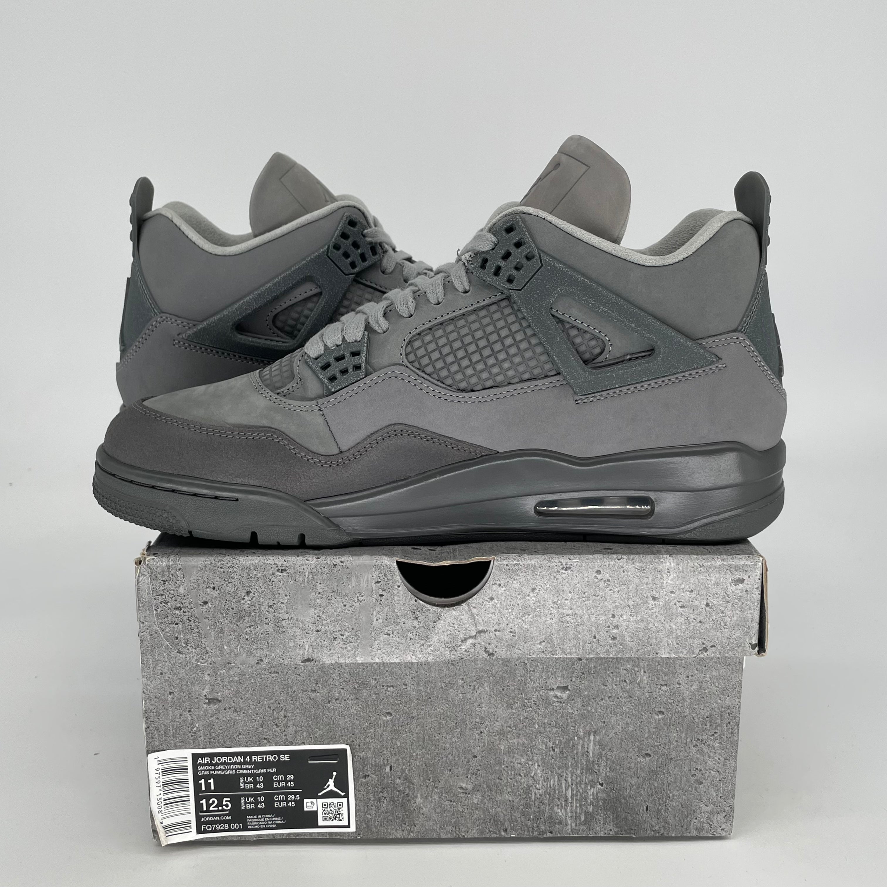 AIR JORDAN 4 WET CEMENT Sneakers - Men's Size 11 & Women's Size 12.5 - Style Code FQ7928-001 - Perfect for Basketball, Streetwear & Sneaker Collection