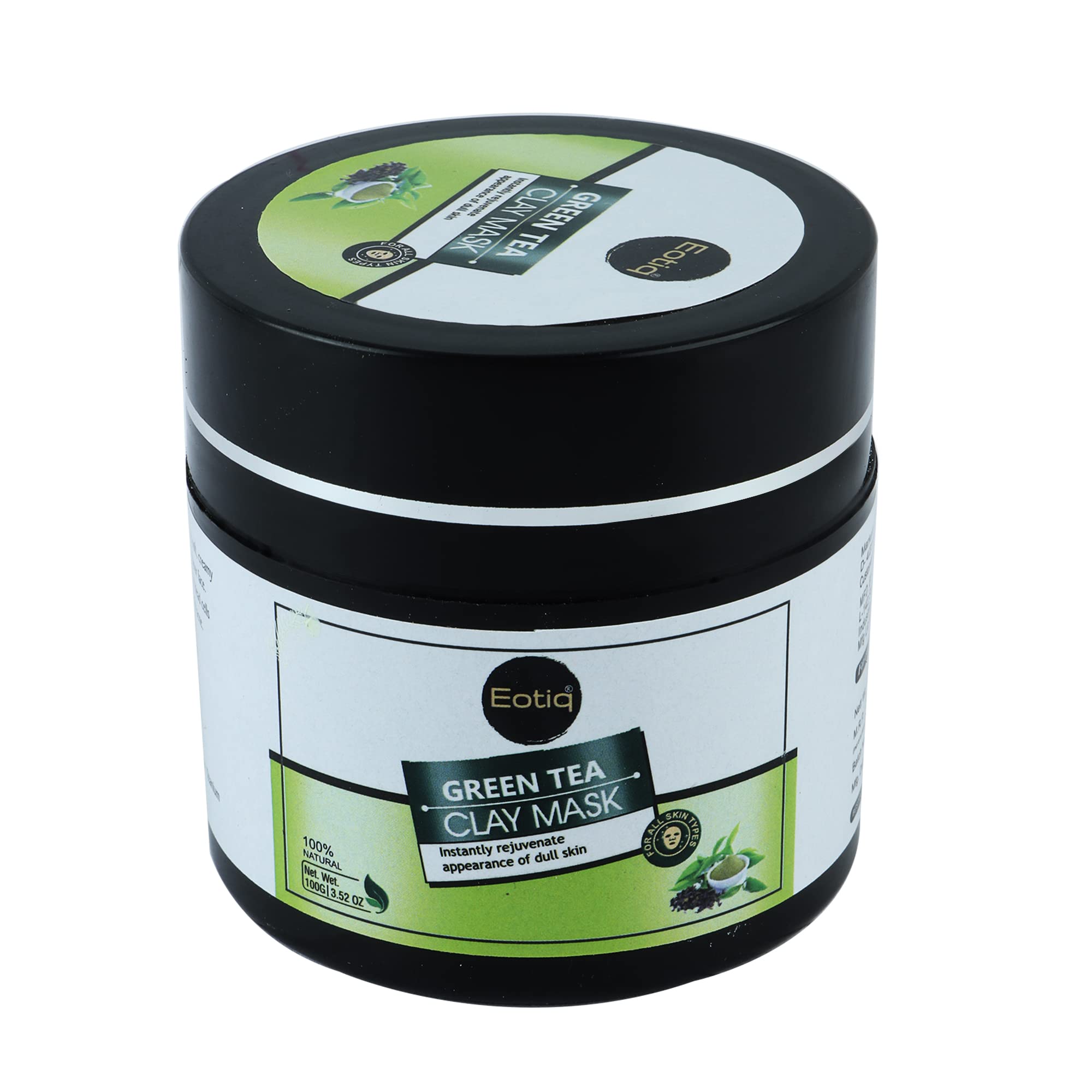 Eotiq Green Tea Clay Mask - Deep Cleansing Blackhead Remover, Pore Minimizer & Acne Treatment for Wrinkles & Blackheads (100g) | Detoxifying Facial Mask for Oily & Combination Skin | Spa Day & Self-Care Essential