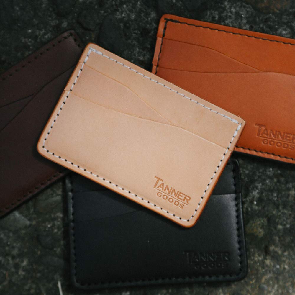 TANNER GOODS Men's Leather Wallet - Slim Front Pocket 4 Card Holder, Journeyman Series in Saddle Tan | Perfect for Everyday Carry, Travel & Minimalist Lifestyle