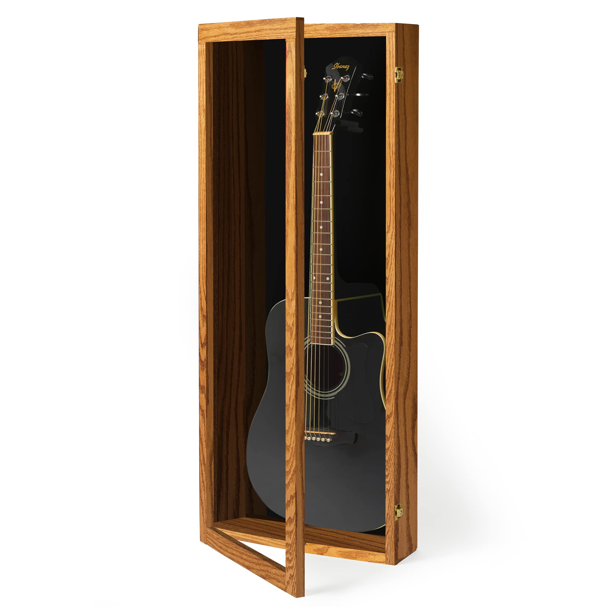 Premium Acoustic Guitar Display Case - Clear Acrylic Wall Mount Guitar Case with Hardwood Frame (Natural Oak) | Perfect for Home Decor, Music Studio Display & Instrument Protection