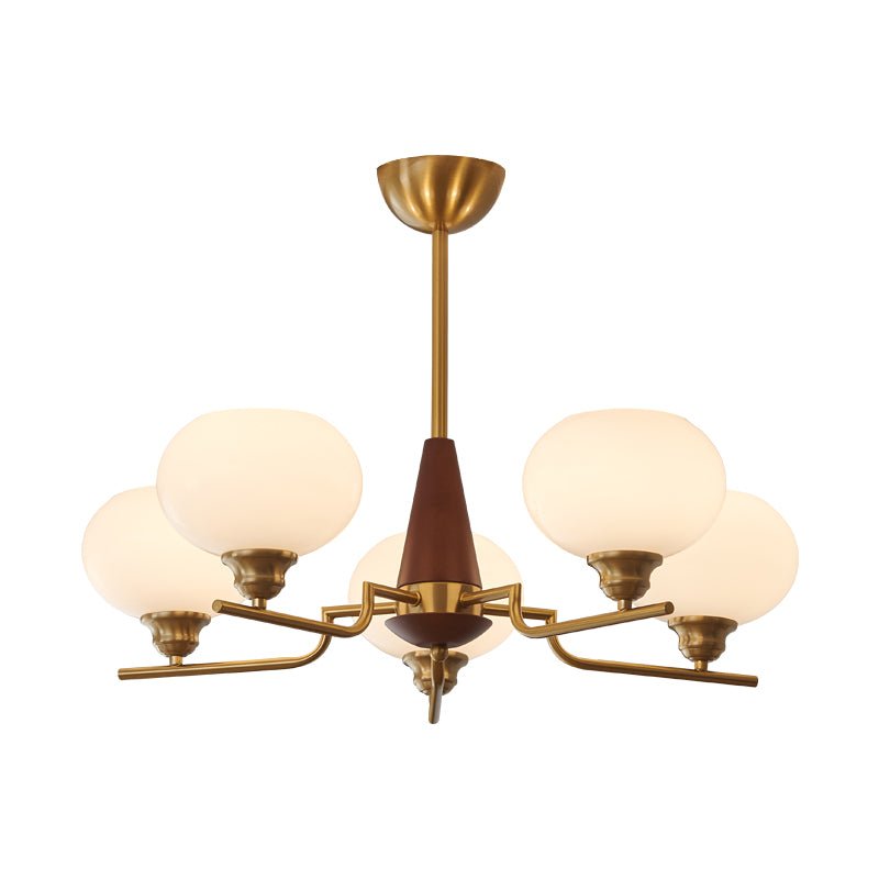 Celeste Sphere Walnut Wood Chandelier - Modern Handcrafted Lighting Fixture for Dining Room, Living Room & Bedroom Decor