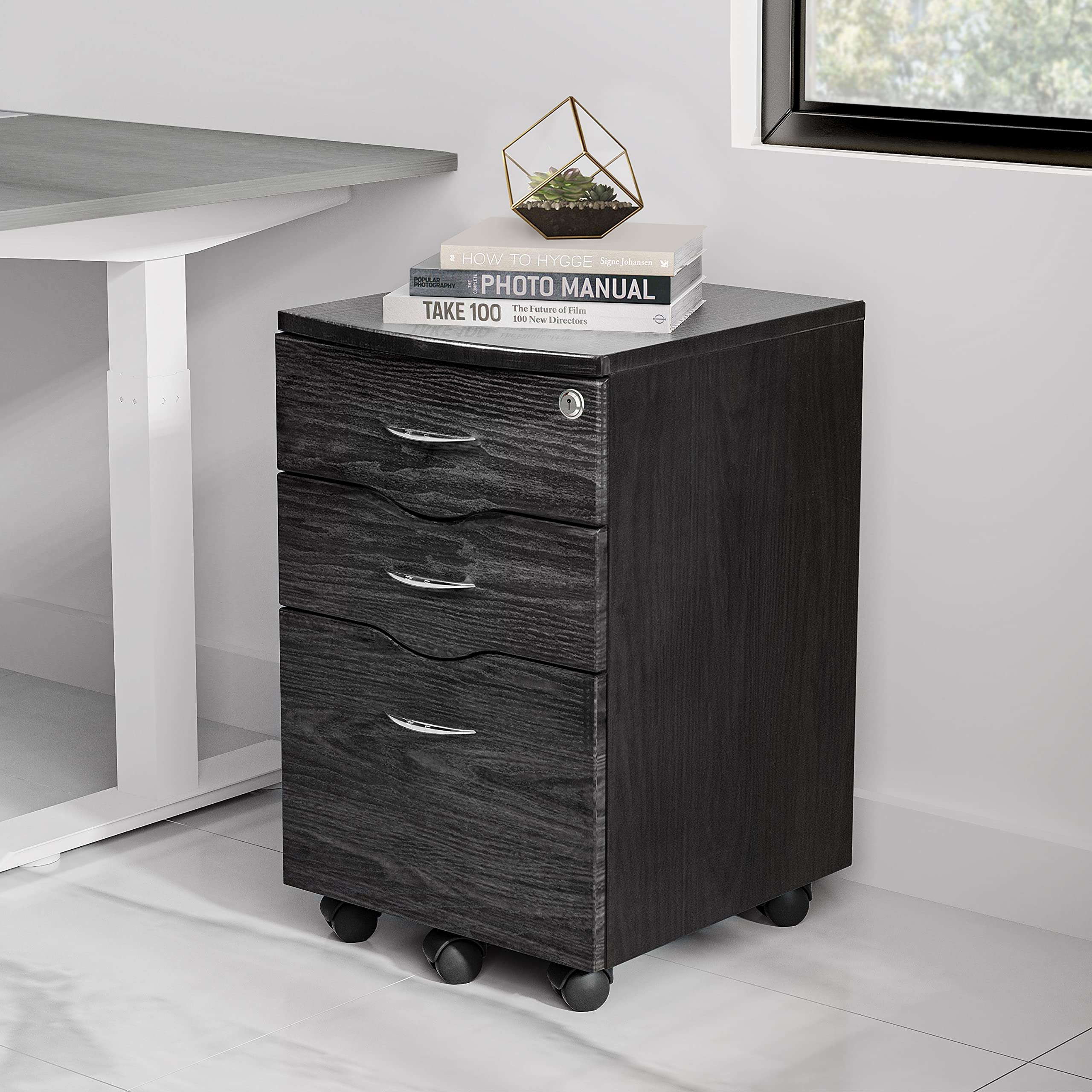 Techni Mobili Rolling Storage and File Cabinet with Wheels, Espresso Finish - Mobile Office Organizer for Documents, Folders & Supplies