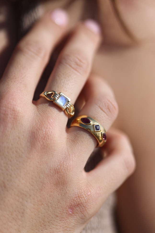 Exquisite Coronet Iolite & Rhodolite Gold Ring for Women - Elegant Jewelry Gift for Birthday, Anniversary & Special Occasions