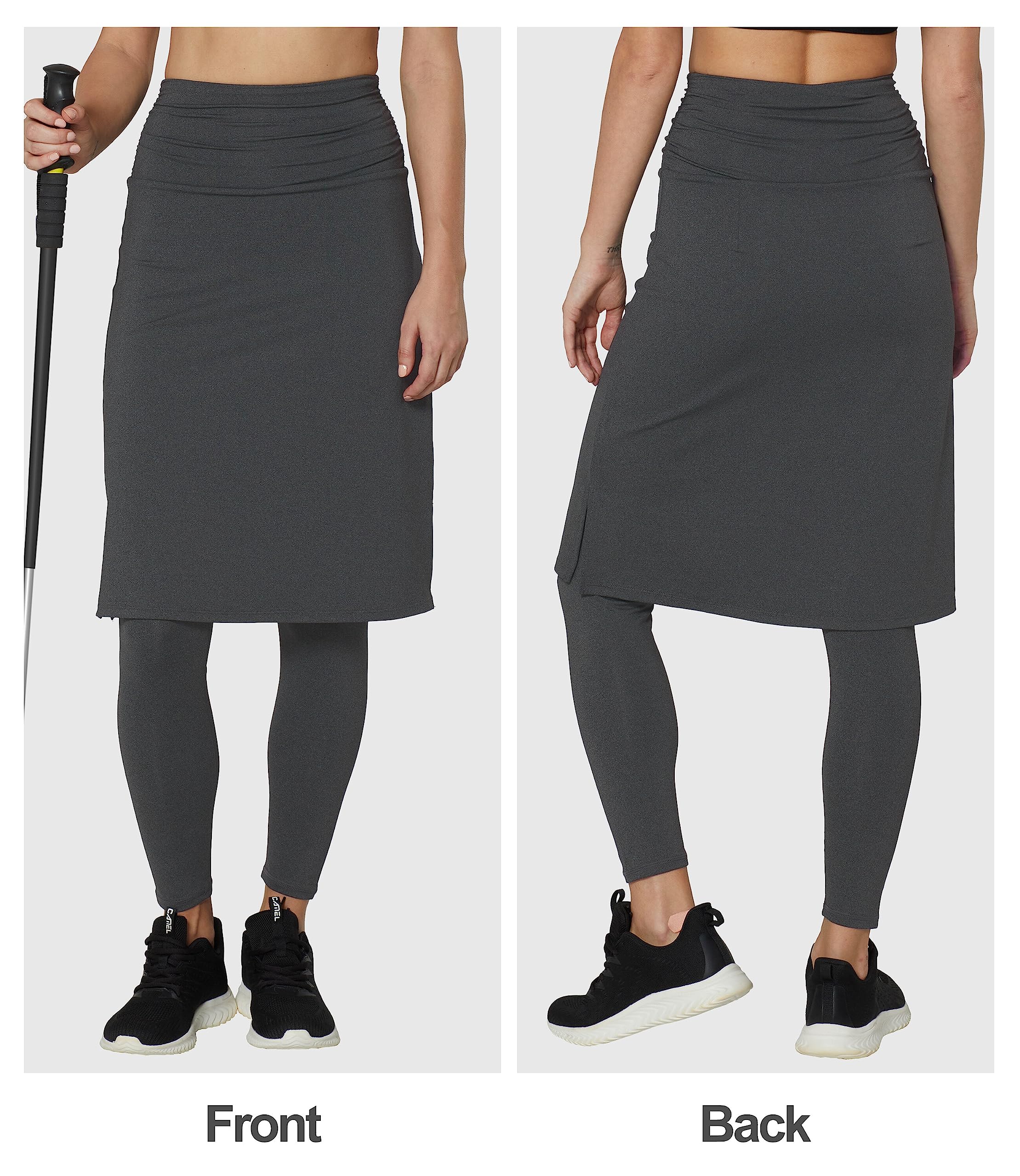 Cityoung Women's Skirted Leggings - Dressy Attached Skirt with Built-in Capri Leggings, Workout & Swim Cover-Up with Pockets - Perfect for Yoga, Beach & Casual Wear