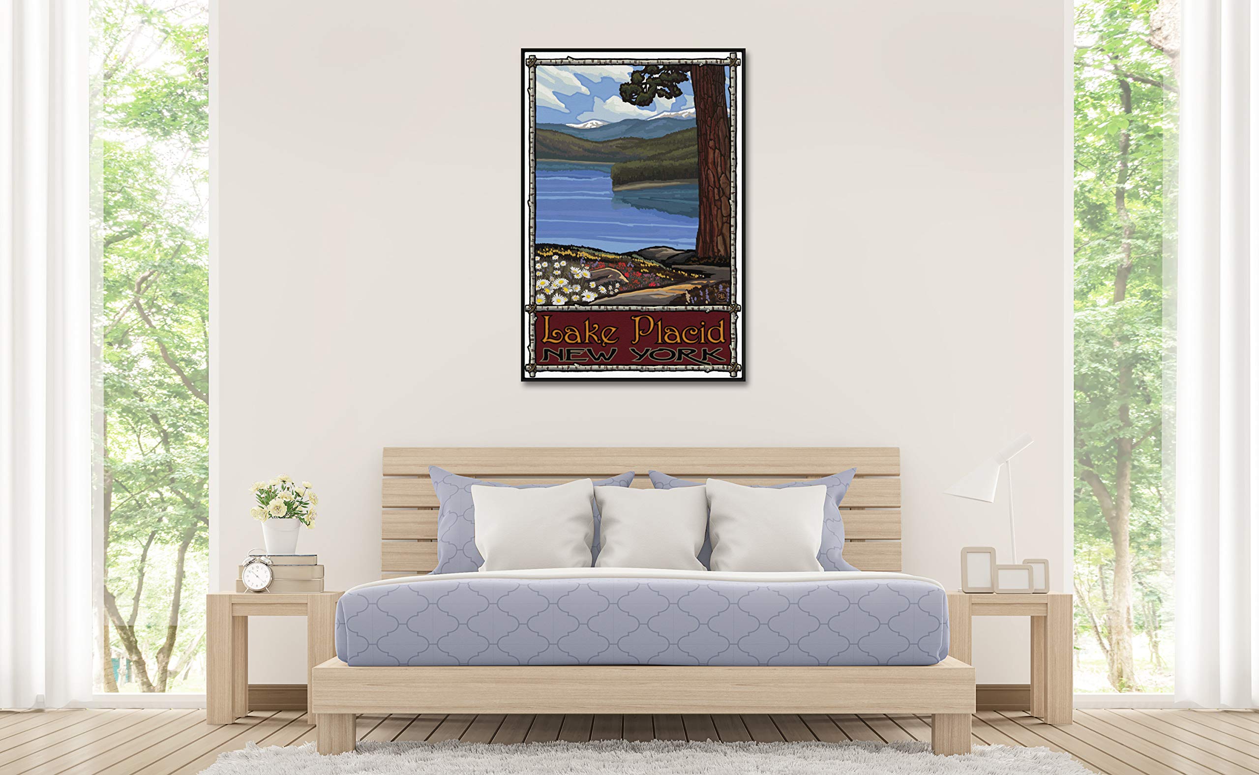 Lake Placid New York Landscape Canvas Wall Art - Professionally Framed Giclee Print 30x45 inches - Paul A. Lanquist Travel Artwork for Living Room, Bedroom & Office Decor - Nature Scenery Home Wall Decor