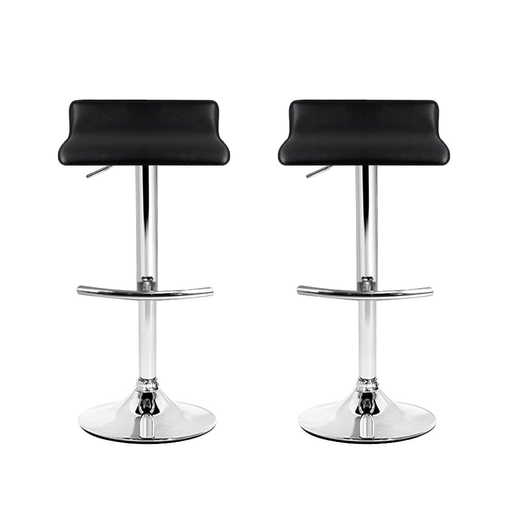 Adjustable Height Bar Stools with Gas Lift Mechanism - Set of 2 Black Counter Stools for Kitchen Island, Breakfast Bar & Home Decor