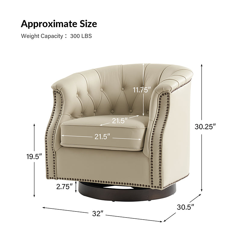 Morris Chesterfield Traditional Rocker Button Tufted Swivel Chair - Classic Leather Upholstered Recliner for Living Room, Office & Study - Perfect for Relaxing, Reading & Entertaining Guests