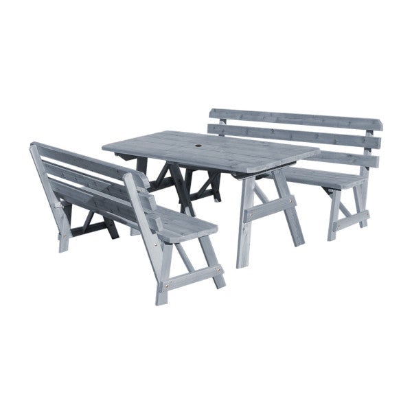 Premium Western Red Cedar Picnic Table with 2 Comfortable Backed Benches - Outdoor Dining Set for Patio, Garden, Park & Backyard BBQs
