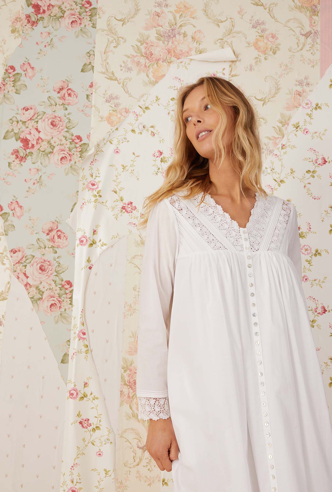 Portofino Women's Elegant Ballet Button Front Robe - Soft Long Sleeve Loungewear for Home, Spa & Bridal Dressing