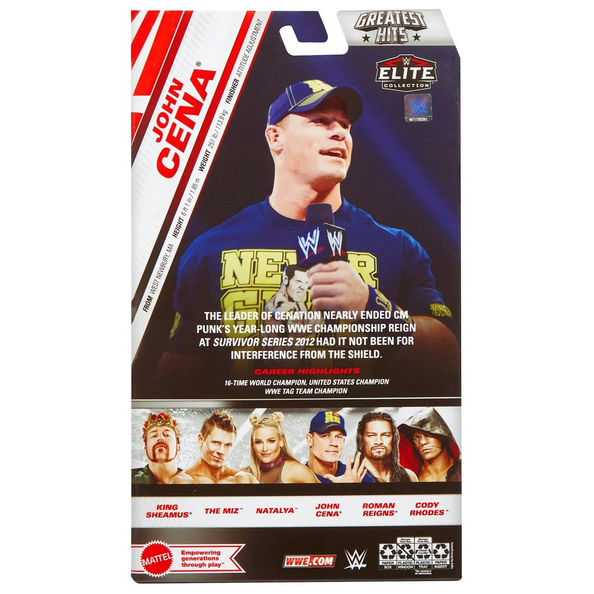 John Cena WWE Elite Collection Greatest Hits 2025 Action Figure - Authentic WWE Wrestling Collectible for Fans & Display - Perfect for Home Decor, Gift Giving, and Wrestling Memorabilia Collections