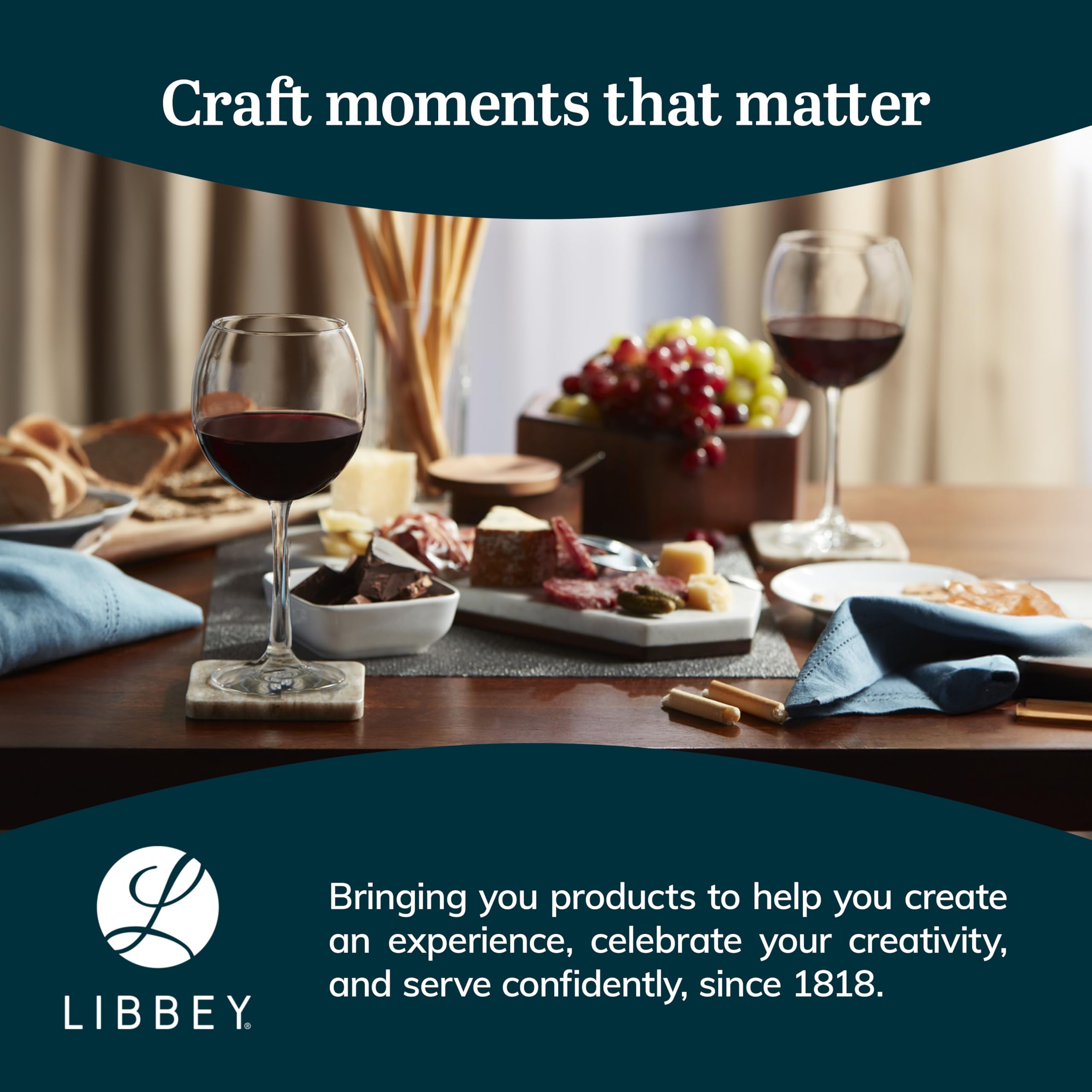 Libbey Vina Red Balloon Wine Glasses - Set of 6 Elegant 18.25 Oz Large Red Wine Glasses with Long Stem - Perfect for Weddings, Birthdays, Dinner Parties & Romantic Date Nights