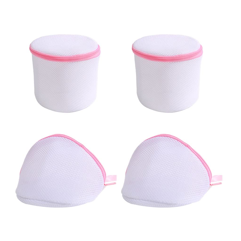 GRETD 4-Pack Bra Washing Bags - Fine Mesh Laundry Organizer for Delicates, Socks & Travel Essentials - Zippered Protection (White, One Size) - Perfect for Travel, Gym & Home Laundry Care