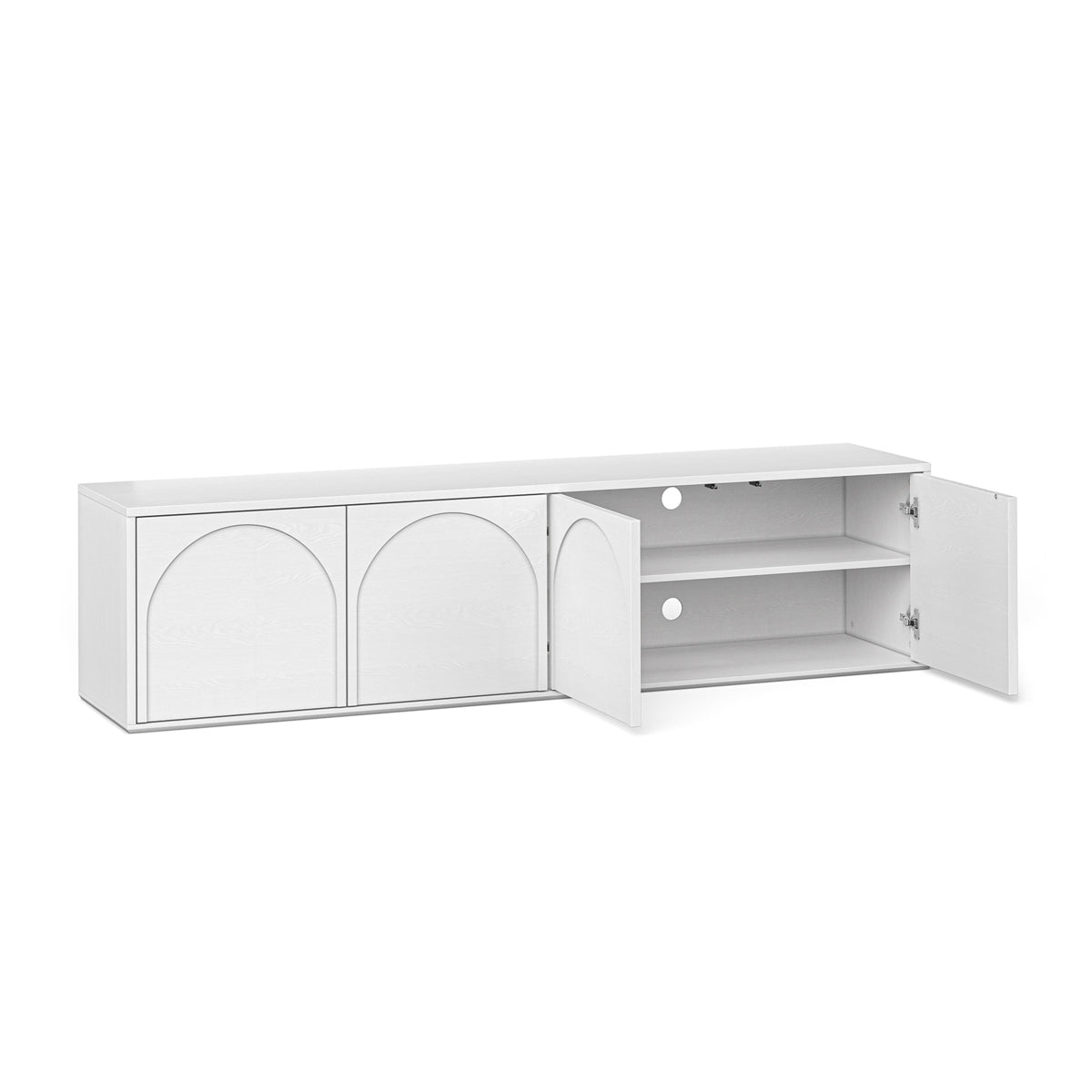 Modern Aurora 4-Door TV Stand with Storage - Solid Wood Entertainment Center for Living Room, Bedroom & Home Theater Setup