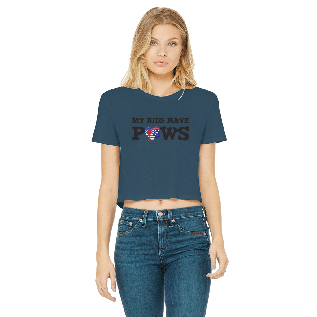 My Kids Have Paws Classic Women's Cropped Raw Edge T-Shirt | Funny Dog Mom Tee | Casual Wear & Pet Lover Gift