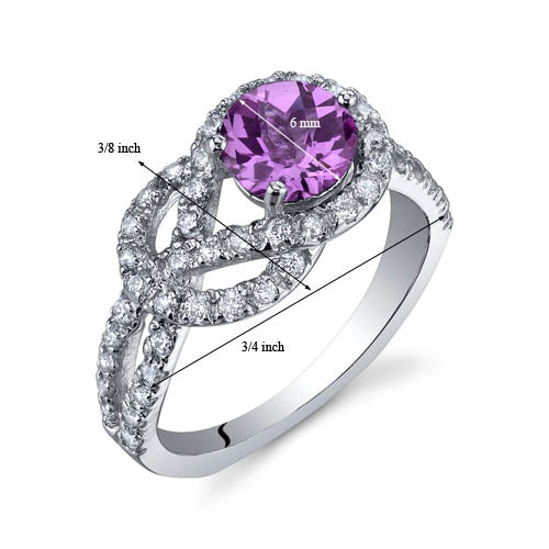 Pink Sapphire Round Cut Sterling Silver Ring for Women - Size 7 | Elegant Birthstone Jewelry Gift for Anniversary, Engagement & Special Occasions