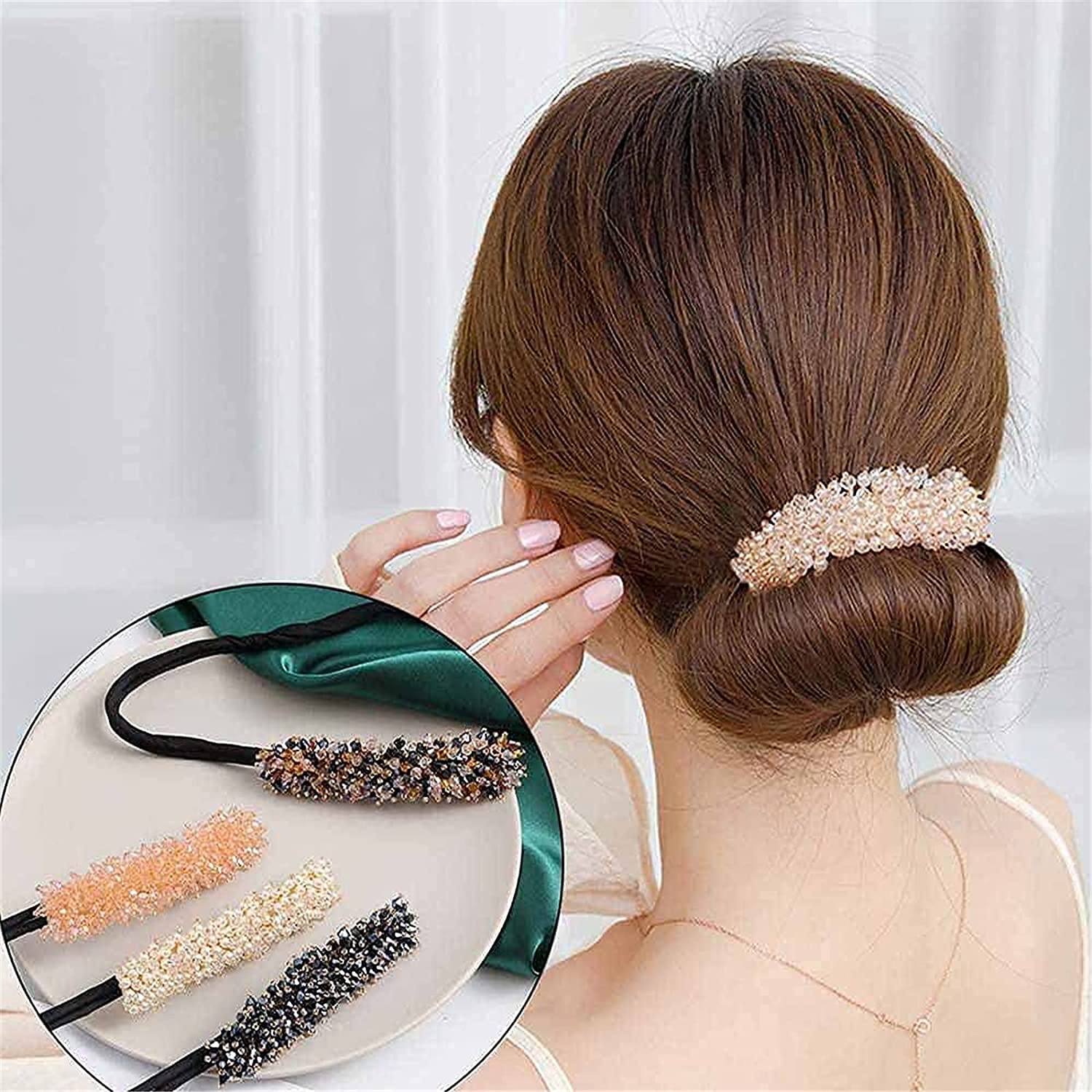 Nihexo Hair Bun Maker Set - 6 PCS Magic Rhinestone Easy Bun Maker, Hair Accessories for Ballet & Ponytail Bun, DIY Hair Styling Tool for Women & Girls - Perfect for Weddings, Parties & Daily Hairstyles