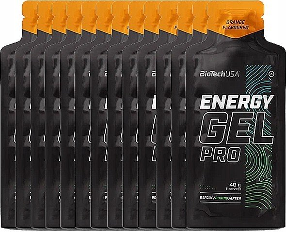 Energy Gel Pro - Orange Flavor, 12 Pack (40g Each) | Fast-Acting Carbohydrate Boost for Endurance Athletes, Runners & Cyclists | Ideal for Marathon Training, Triathlons & Long-Distance Workouts