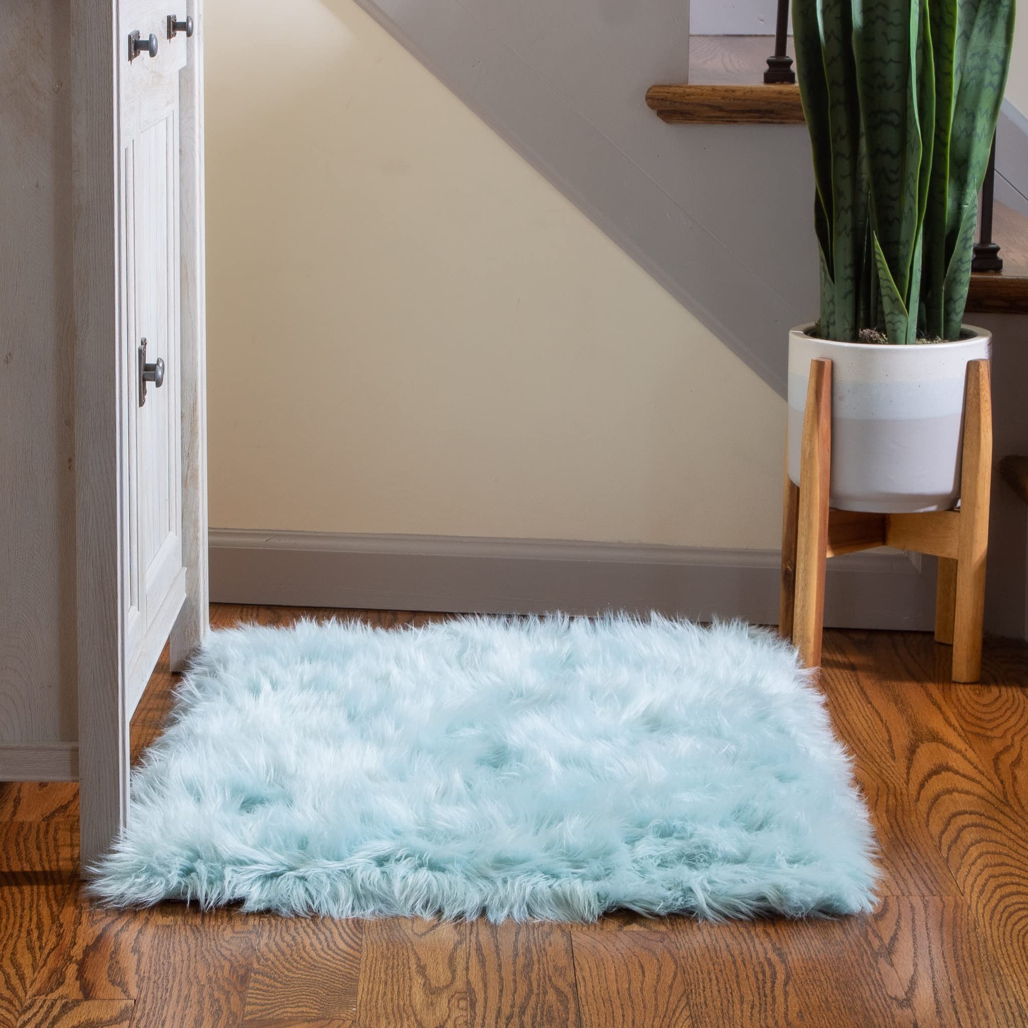 Premium Faux Sheepskin Area Rug - Ultra Soft & Fluffy 2x3 Feet Teal Shag Carpet for Bedroom, Living Room, Nursery | Cozy Home Decor & Floor Mat for Kids Play Area
