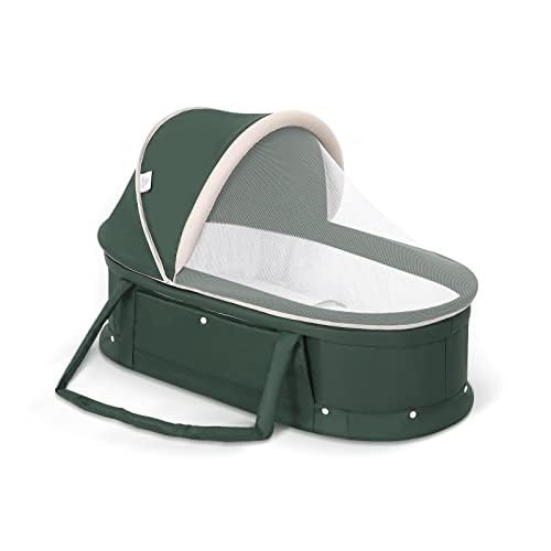 Holy Cat Portable Travel Bassinet - Foldable Baby Crib with Mosquito Net & Canopy, Lightweight Washable Infant Bed for Home, Travel & Outdoor Use - Green