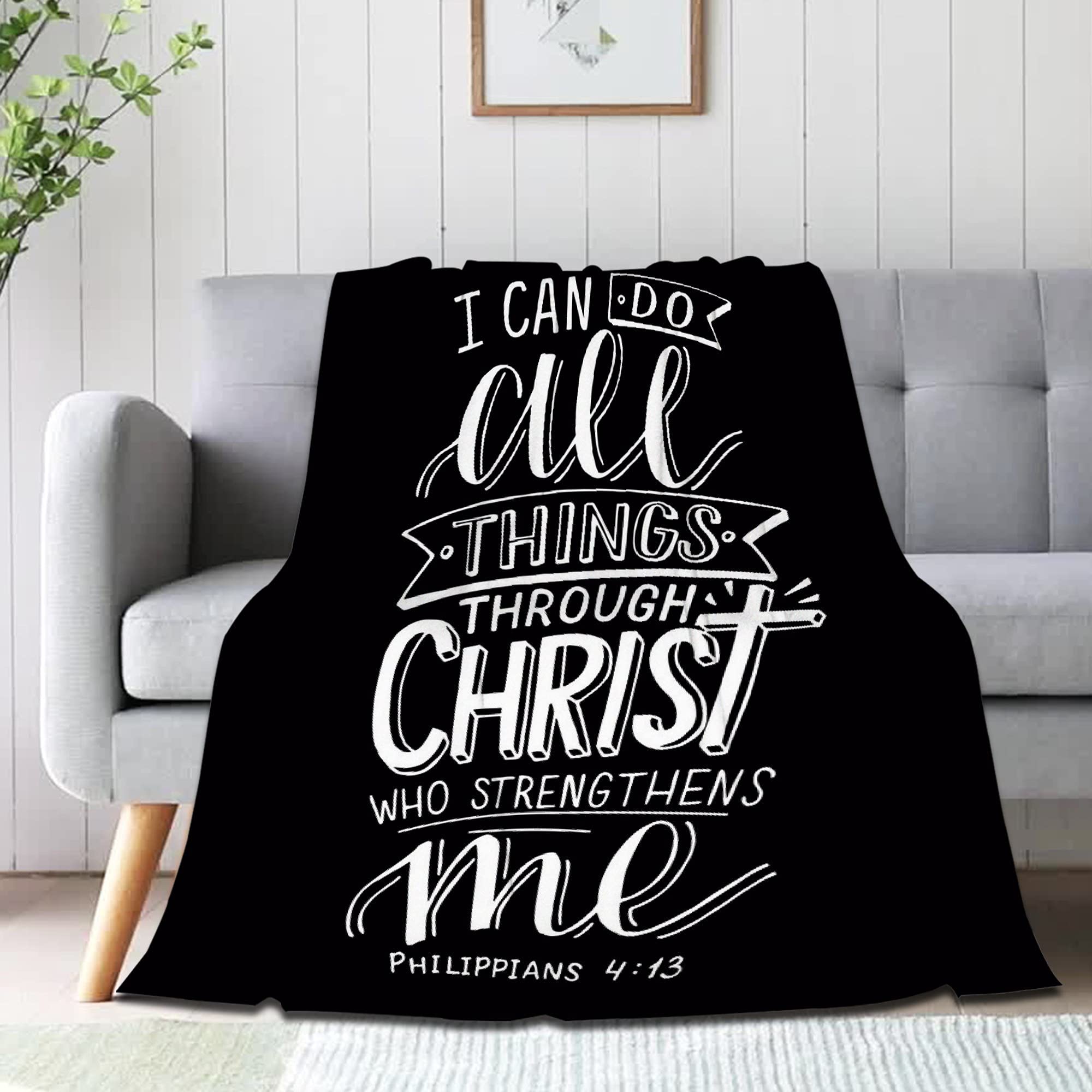 Sumedha Bible Verse Blanket - Inspirational Christian Gift for Women & Men - Soft Throw for Sofa, Bed & Prayer