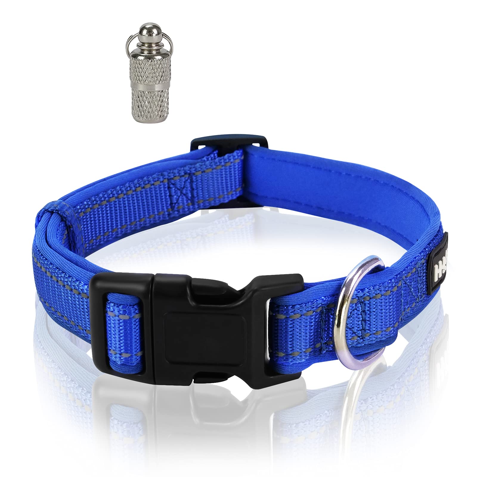 HHKJ Reflective Dog Collar - Soft Padded Breathable Nylon Pet Collar for Small, Medium & Large Dogs | High Visibility Safety Collar for Night Walks, Jogging & Outdoor Adventures