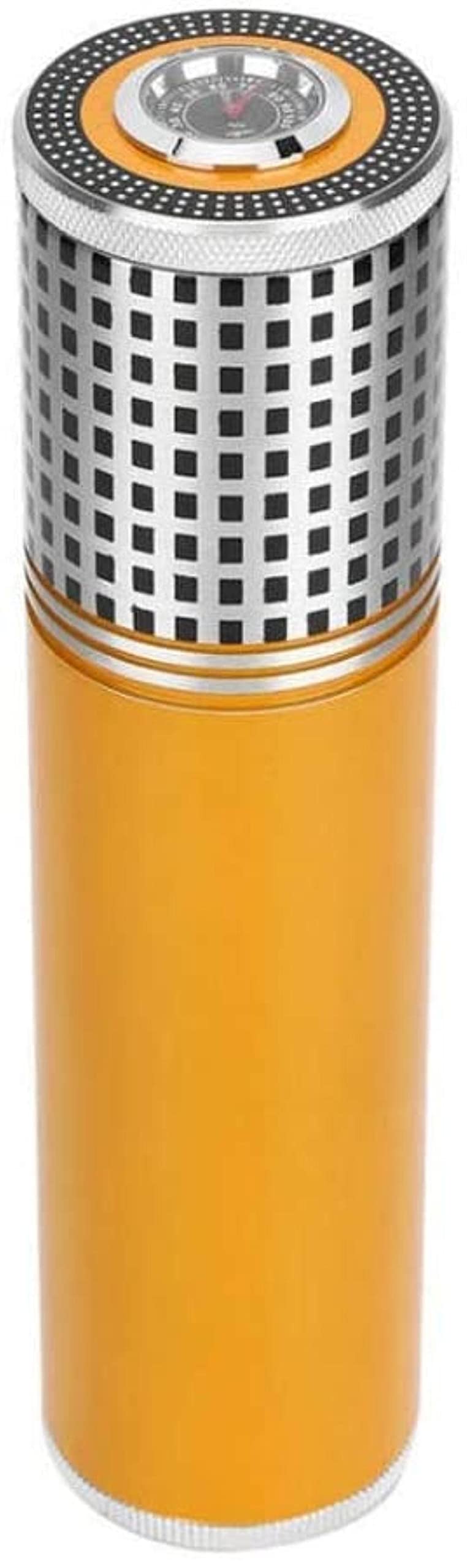 Premium Zinc Alloy Travel Humidor Cigar Case - Portable Cigar Storage Box with Tubes | Durable Cigar Accessories for Men (Yellow) | Perfect for Travel, Gifts & Home Cigar Collection