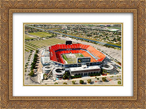 Hard Rock Stadium 2X Matted 24x20 Gold Ornate Framed Art Print - Premium Football Stadium Wall Decor for Sports Fans & Home Office