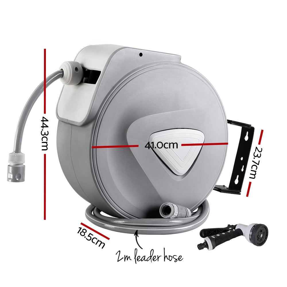 30M Retractable Garden Hose Reel with Auto Rewind & Spray Gun - Perfect for Lawn Care, Car Washing, and Outdoor Cleaning