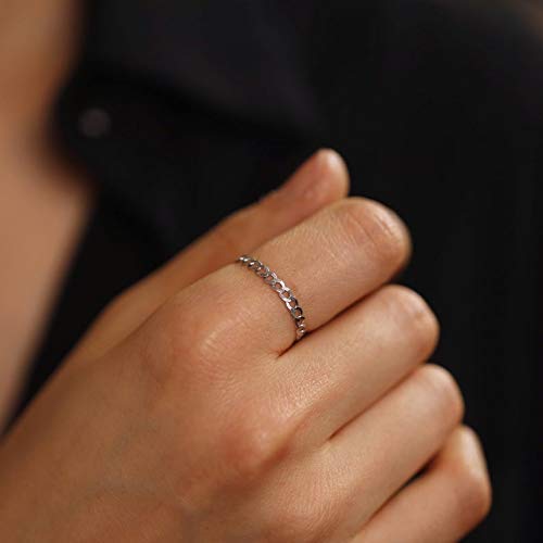 14K Solid Gold Cuban Chain Ring for Women & Men - Durable 14K Gold Flat Chain Link Ring - Elegant Eternity Cuban Ring for Everyday Wear, Gifts & Special Occasions