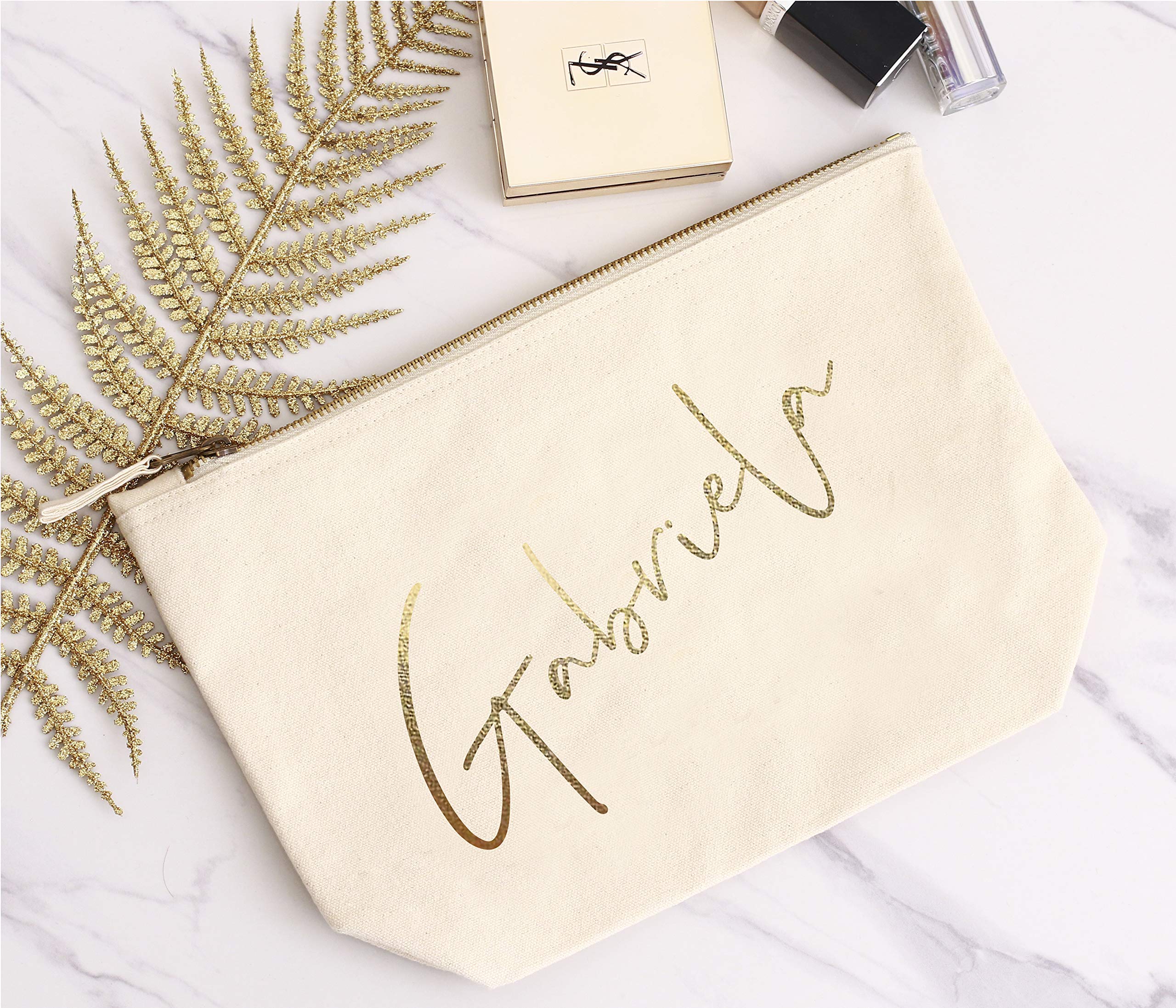 Personalized Bridesmaid Makeup Bags - Cute Cosmetic Bags for Wedding Party, Bridal Shower Gifts, Maid of Honor & Bachelorette Party Essentials - Perfect for Travel, Spa Days & Bridesmaid Proposals