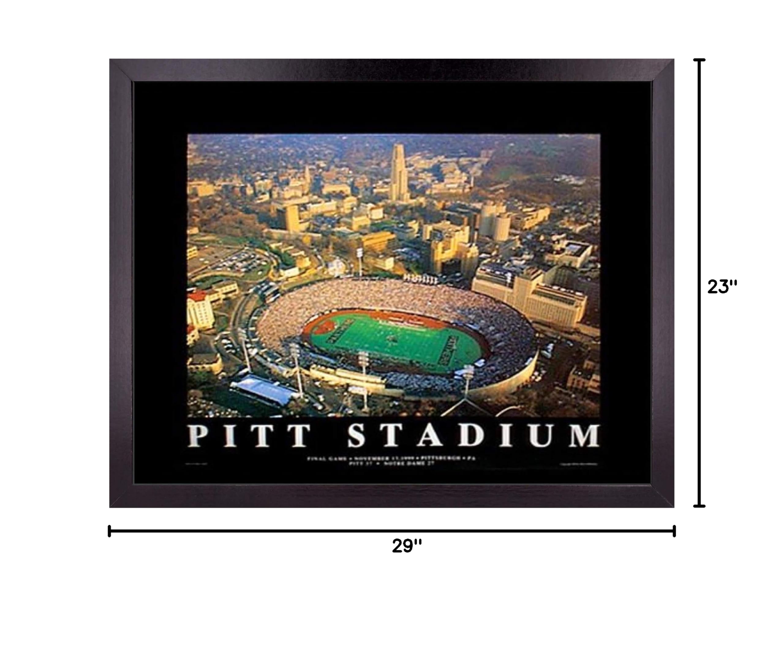 Pittsburgh Football Stadium Framed Wall Art Print | 23x29 Inches | Final UP Game Pitt Field Poster | College Sports Decor for Dorm Room, Man Cave & Office | Perfect Gift for Football Fans & Alumni