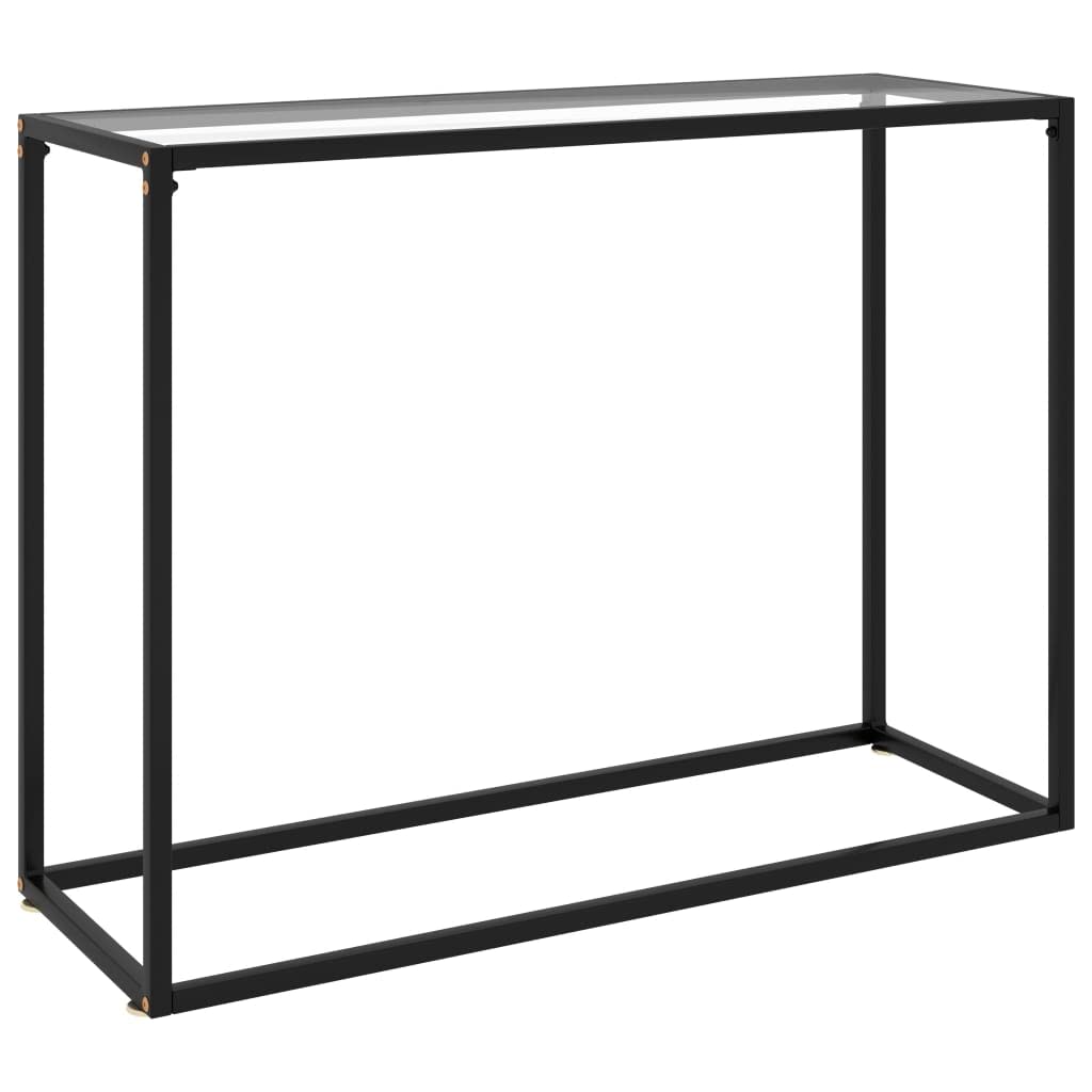 DiMorture 39.4 Inch Tempered Glass Console Table with Sturdy Metal Frame - 2/10 Inch Thickness Industrial Style Entryway Sofa Table - Perfect for Hallway, Living Room, Front Hall & Small Spaces - Clear Glass Modern Design for Home & Office Decor