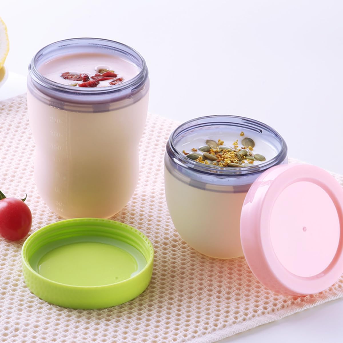 ROMIRUS Baby Bottle Screw Lids - 4 Pack (2 Green + 2 Pink) Storage Travel Caps for Comotomo Bottles | Leak-Proof Replacement Lids | Perfect for Daycare, Travel & On-the-Go Feeding