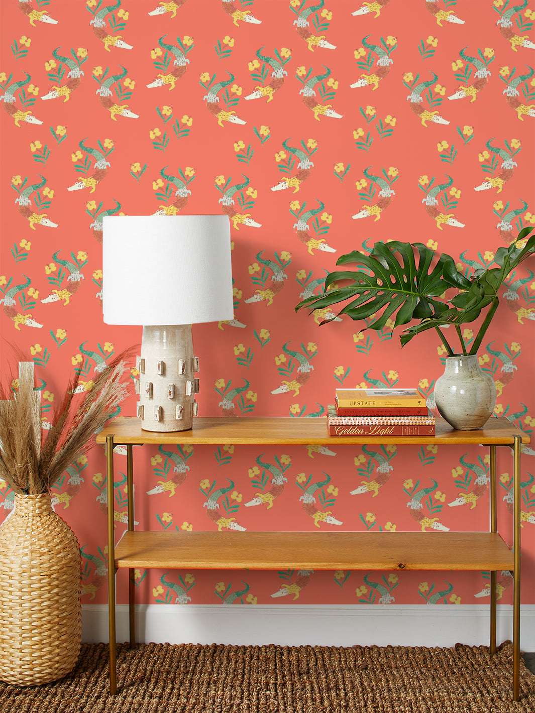 Gator Garden Watermelon Wallpaper by Tea Collection - Perfect for Kids' Rooms, Nurseries, and Playroom Decor