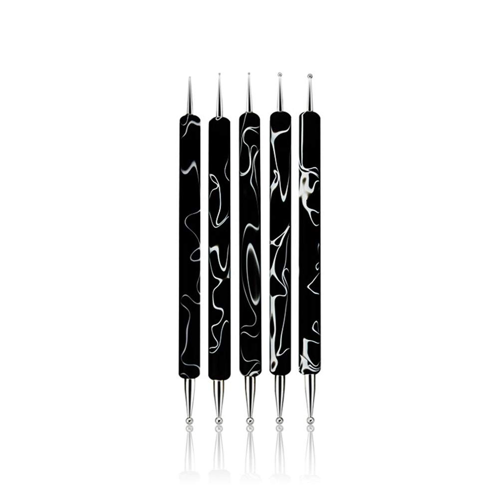 5Pcs Double-ended Nail Art Dotting Pens & 3Pcs Nail Art Drawing Brushes Set - Professional Nail Design Tools for Gel Polish, Acrylic Nails, DIY Manicure at Home or Salon